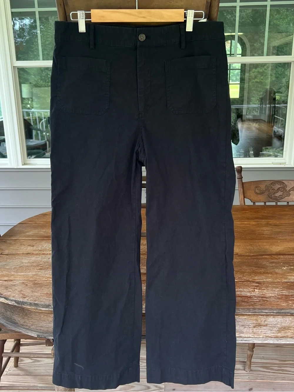 J.Crew Factory Lizzie High Rise Patch Pocket Wide Leg Pants Black Size 31